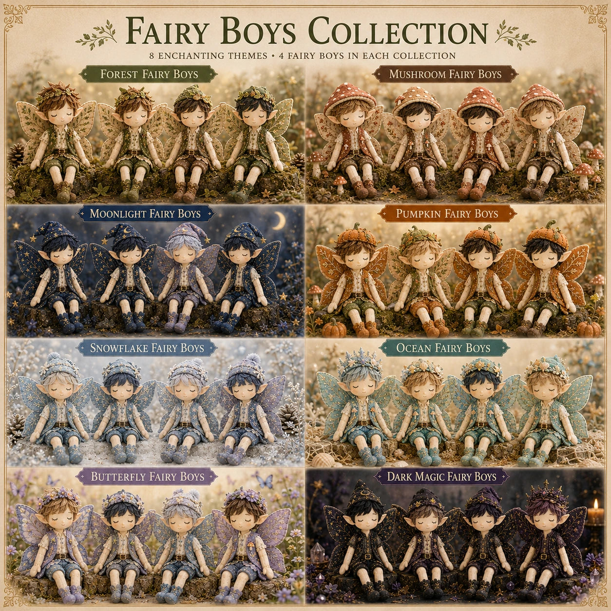 🔥LAST DAY 49% OFF - Fairy Boys Patchwork DIY Kit ✨ Make 4 Tiny Fairy Boys By Hand