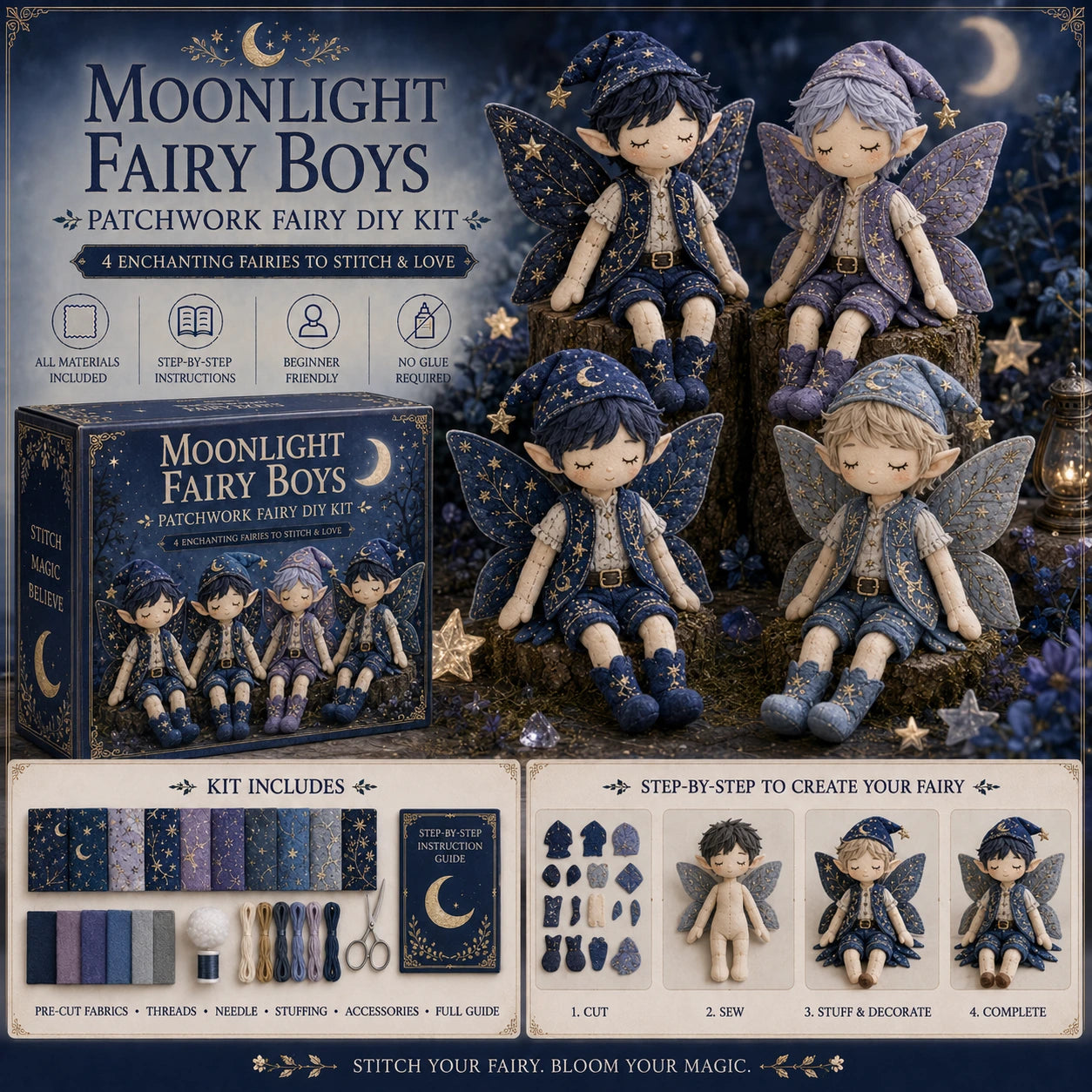 🔥LAST DAY 49% OFF - Fairy Boys Patchwork DIY Kit ✨ Make 4 Tiny Fairy Boys By Hand