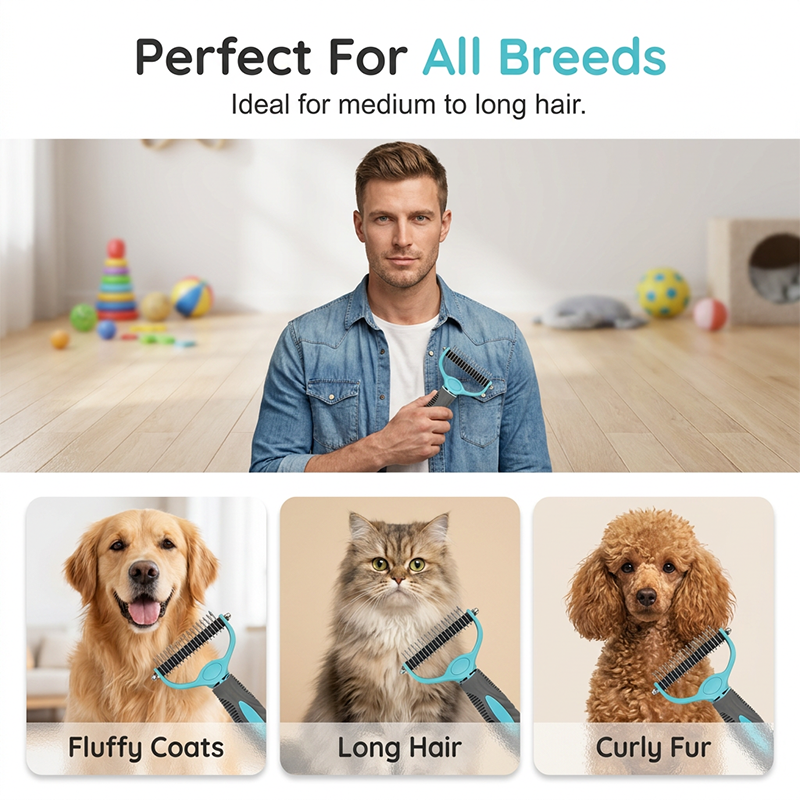😎Buy 2, Get 1 Free ✨ Double-Sided Grooming Comb for Dogs and Cats! 🐾